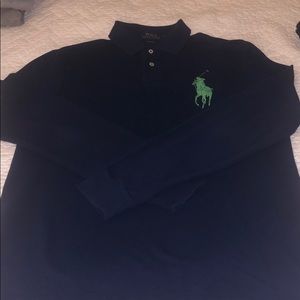 Ralph Lauren long sleeve navy blue with green logo
